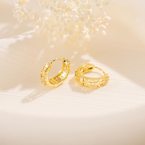 LLWOM Gold Huggie Earrings for Women-14k Gold/Silver/Rose/Black Plated Heart Hoop Earrings Hypoallergenic Lightweight Hoops Gifts - style: Traditional