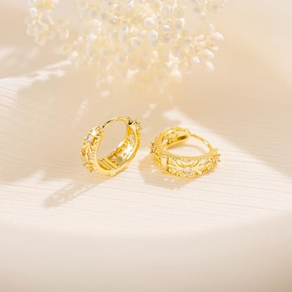 LLWOM Gold Huggie Earrings for Women-14k Gold/Silver/Rose/Black Plated Heart Hoop Earrings Hypoallergenic Lightweight Hoops Gifts - style: Traditional