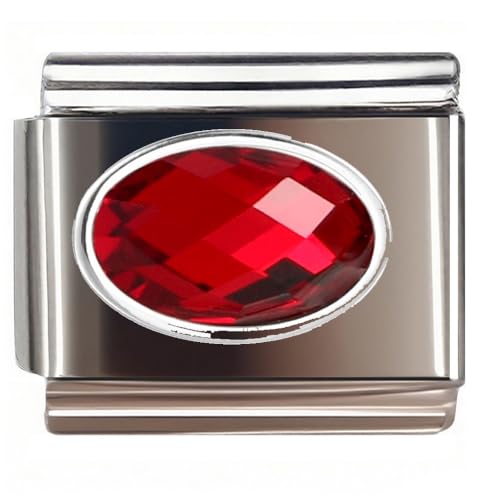 Italian Bracelet Charm,9mm,April,Birthday & Date > Birth Stone - Simple Ellipse - color: January