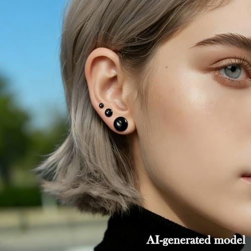 8G-12mm Solid Ear Plugs Tunnels for Women Men Single Flared Ears Gauge Plugs with O-Ring Stretcher Expander Piercing Body Jewelry Black White Clear Opalite 1 Pairs - color: Black, size: 2 Gauge(6mm) = 1/4 inch