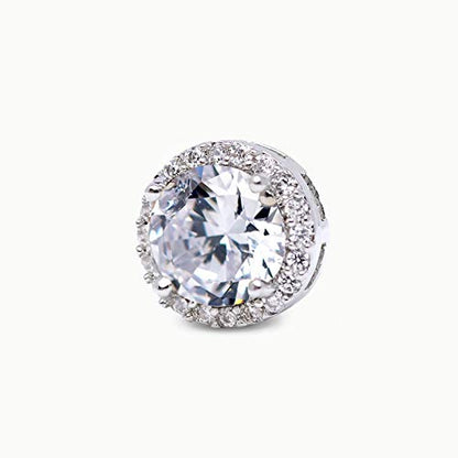SWEETV Cubic Zirconia Stud Earrings, 8mm Round Cut, Rhinestone Hypoallergenic Earrings for Women & Girls | 9mm Round Cut Hypoallergenic 925 Sterling Silver Stud Earrings for Bridal Bridesmaid Prom Weddings Parties,Silver - color: 01.Silver
