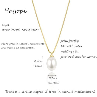 Pearl Necklaces for Women,Dainty Gold Pendant Necklaces Waterproof Jewelry | 14K Gold Plated Pearl Necklaces,Dainty Elegant Wedding Necklace,Small Cute Adjustable Minimalist Necklace,Non Tarnish Jewelry - color: GOLD-2