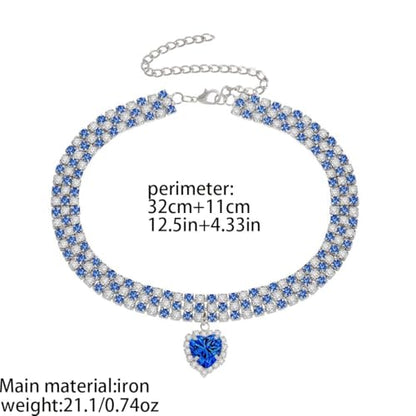 Silver Plated Necklace Earrings Bracelet Crystal Bridal Wedding Jewelry Sets for Wedding princess birthday party Halloween Prom Pageant Jewelry - color: 4-blue