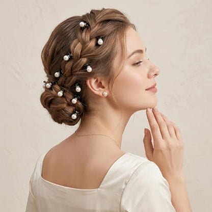 Mini Pearl Claw Clips for Women Girls, Black, 7 Pcs | Small Non Slip Jaw Clips, Strong Hold, For Thin Thick Curly Hair, Decorative Hair Barrettes