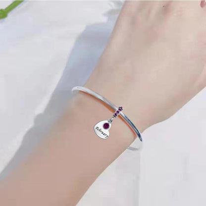 NARTGO January-December Birthstone Birthday Charm Heart Dangle Beads Jewelry Gift for Women Compatible with Pandora Bracelets & Necklaces - style: February Birthstone
