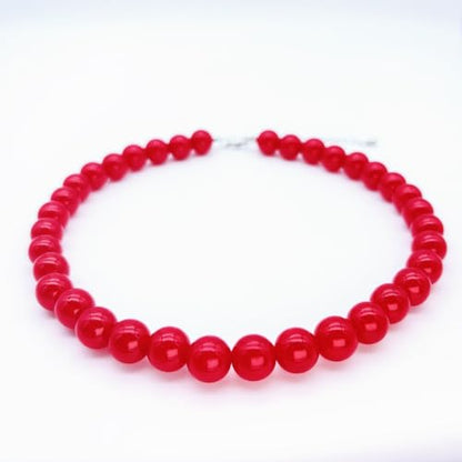 Red Beaded Necklace for Women Chunky Beaded Necklace Adjustable Acrylic Bead Choker Necklaces Big Statement Necklaces Jewelry Accessories - color: 12MM Chunky Red Necklace