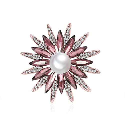 seven wolves Women Crystal Bouquet Brooch Pin All-Match Accessories Rhinestone Brooches and Pins - color: Champagne D