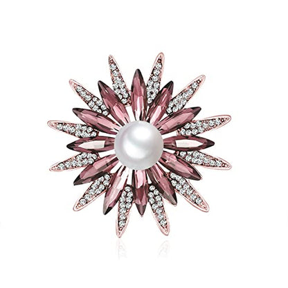 seven wolves Women Crystal Bouquet Brooch Pin All-Match Accessories Rhinestone Brooches and Pins - color: Champagne D
