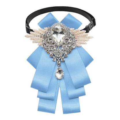Big Rhinestone Bow Ties，Bowtie Pre-Tied Bowties Men Women | Suit for tuxedo party wedding - color: Sky Blue