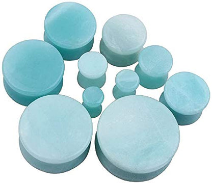 NewZenro 2Pairs Rose Quartz Aventurine Natural Organic Stone Ear Plugs Gauges Tunnel Expanders Stretcher Double Flared Amazonite Flesh Piercings Body Jewelry Set - style: 0g(8mm)