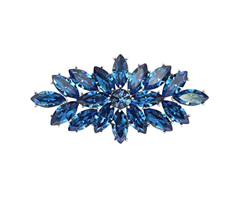 Faship Big Marquise Pin Brooch Vintage Style - color: Navy Blue