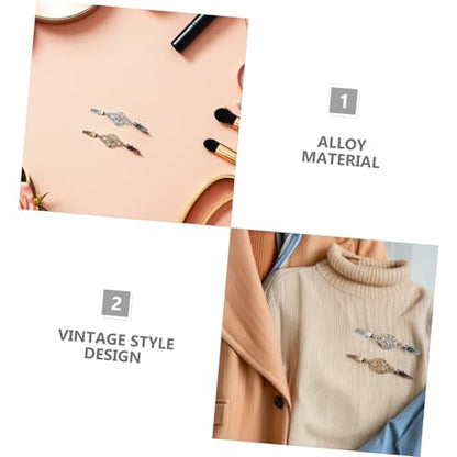 2pcs Vintage Sweater Clips and Dress Collar Brooches, Silver and Antique Bronze Metal Shawl Clips for Women’s Cardigan, Shirt, and Scarf Fastening Accessories