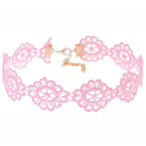 Teensery 10Pcs Womens Choker Necklaces Assorted Color Lace Charm Stretch Gothic Tattoo Chokers Necklace Set