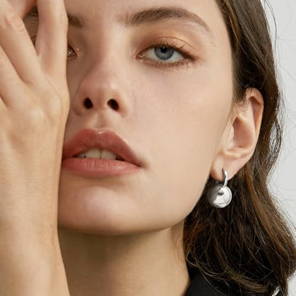 14k Gold Plated Ball Dangle Earrings for Women Sterling Silver Ball Drop Earrings Hypoallergenic Round Balls Hoop Earring Leverback Lightweight Earrings Fashion Jewelry - color: 02-silver