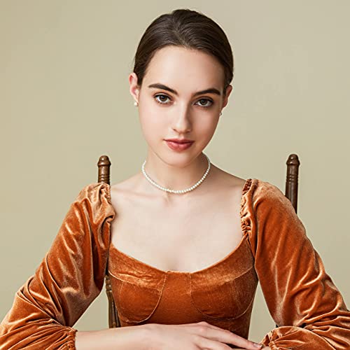 BABEYOND Round Imitation Pearl Choker Necklace Multi Strands Choker 20s Flapper Necklace Accessories for Gatsby Themed Party - style: 1-layer