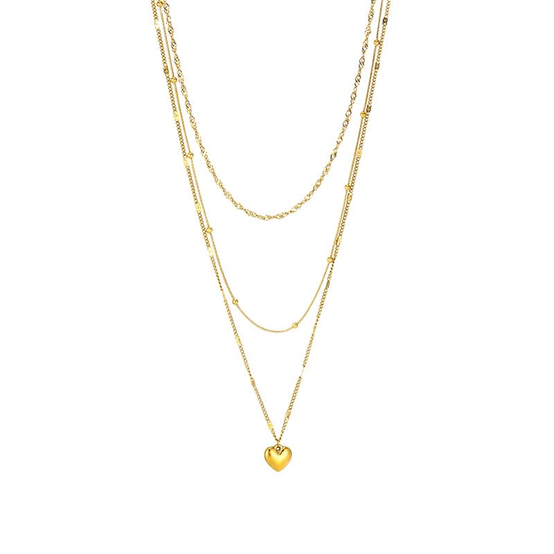 Gmai Layered Necklaces for Women Gold Plated 3/4/5 Piece Adjustable Stackable Necklace Set with Pearl Cross Coin Pendant Dainty Gold Silver Choker Chain Jewelry Gift for Her - style: Heart Necklace