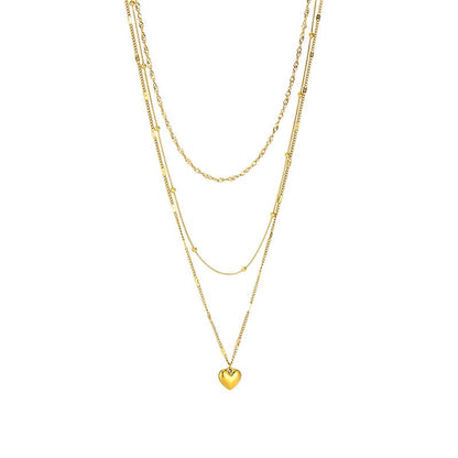 Gmai Layered Necklaces for Women Gold Plated 3/4/5 Piece Adjustable Stackable Necklace Set with Pearl Cross Coin Pendant Dainty Gold Silver Choker Chain Jewelry Gift for Her - style: Heart Necklace