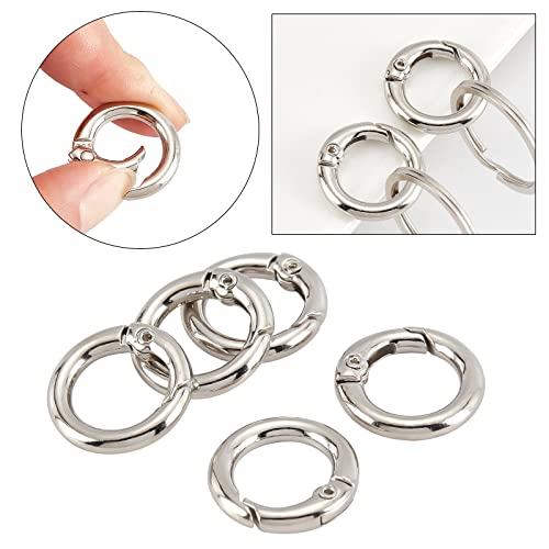 SUNNYCLUE 32Pcs Spring O Rings Silver Round Carabiner Clip Split Zinc Alloy Snap Hooks Metal Clamp Clasp Keyrings Buckle Trigger for Bag Purse Handbag Strap Craft DIY Accessory, 20MM, 3.5mm Thick - color: 1 Box 32pcs Alloy O Rings 20mm