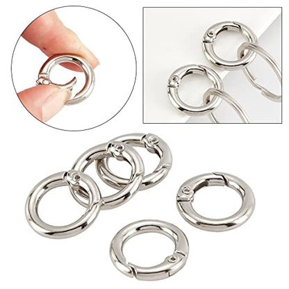 SUNNYCLUE 32Pcs Spring O Rings Silver Round Carabiner Clip Split Zinc Alloy Snap Hooks Metal Clamp Clasp Keyrings Buckle Trigger for Bag Purse Handbag Strap Craft DIY Accessory, 20MM, 3.5mm Thick - color: 1 Box 32pcs Alloy O Rings 20mm
