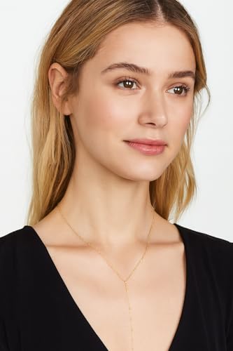 14K Gold Plated Y Necklace for Women – Dainty Lariat Long Pendant Chain, Layered Drop Necklace for V Neck Dress, Simple Sexy Cleavage Jewelry Gifts for Women - color: Gold - Single Layer - Bead