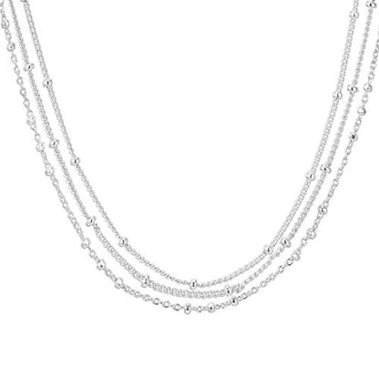 PAVOI 14K Gold Plated Dainty Layering Necklaces for Women | Snake Chain, Curb Link, Paperclip Layered Chains | Trendy Layering Necklace - style: Sphere