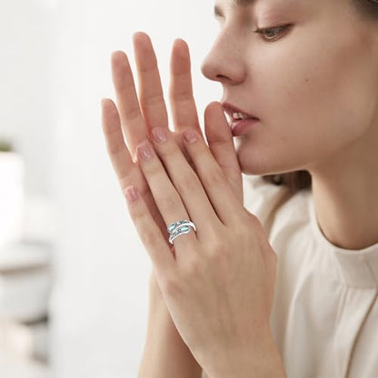 Ring for Women Sterling Silver Adjustable Band Open Rings Jewelry Gifts for Girls - style: Lotus-Labradorite