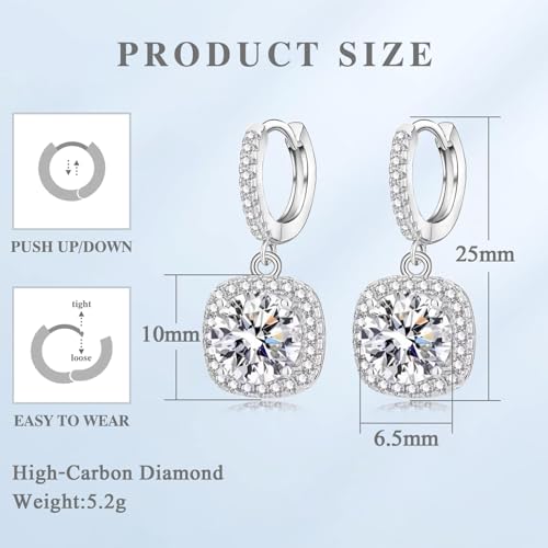 High-Carbon Diamond Hoop Earrings for Women Sterling Silver Cuff Earrings Drop Huggie Stud Halo Earrings with 18K - color: White2