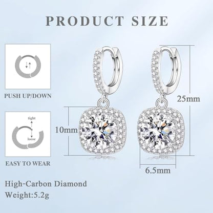 High-Carbon Diamond Hoop Earrings for Women Sterling Silver Cuff Earrings Drop Huggie Stud Halo Earrings with 18K - color: White2