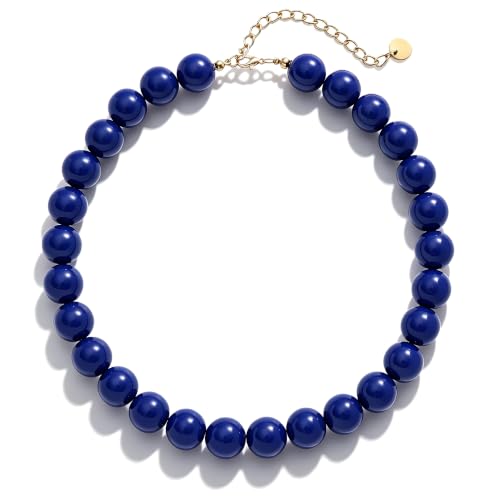 Chunky Beaded Necklace for Women 16mm Round Bead Resin Modern Statement Necklace Jewelry Accessories - color: blue
