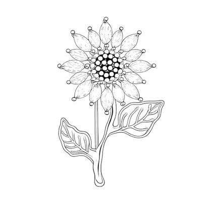 Sunflower Brooch with Natural Citrine for Women, 18k Gold Plated 925 Sterling Silver Sunflower Pins for Clothes, Yellow Sunshine Flower Brooches Jewelry - style: Style 1