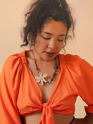 MINACHI Handmade Braided Necklace for Women, Wooden Beads, Rattan Charm, Vintage Style, Gift Jewelry - style: Necklace R21-035
