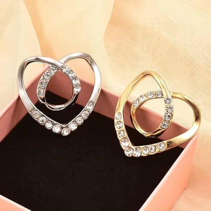 Long tiantian 6PCS Scarf Ring Clip Scarf Rings for Women Button Covers for Women Blouses Shirt Tightener Clip Cinch Pin Clothes Jewelry - color: 2pcs Heart