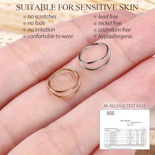 Double Nose Ring Hoop Conch Piercing Jewelry Helix Cartilage Earring | 316L Surgical Steel Clicker Ring,Septum Jewelry,Hinged Nose Ring,Used in Conch,Helix,Cartilage,Daith,Rook,Tragus Piercings