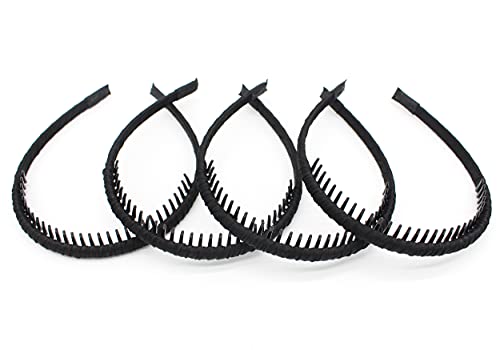 JOBAND black women's headbands fashion hair accessories tooth comb hairbands for women non slip hair hoops headband suitable for ladies and girls (Pack of 4) | thick headbands for women,Non-Slip hair accessories.hair hoop Suitable Daily Use,Spa,Parties an