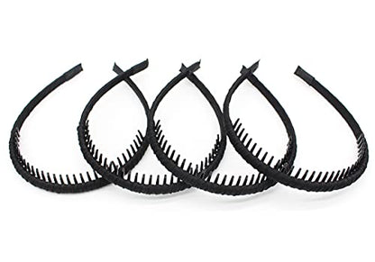 JOBAND black women's headbands fashion hair accessories tooth comb hairbands for women non slip hair hoops headband suitable for ladies and girls (Pack of 4) | thick headbands for women,Non-Slip hair accessories.hair hoop Suitable Daily Use,Spa,Parties an
