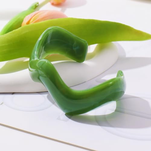 Firstmeet Irregular Bold Open Cuff Acrylic Bangle - Oversized Statement Bracelet for Edgy Style - color: Green