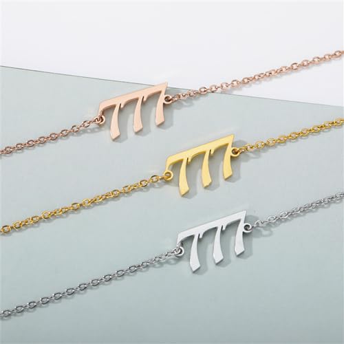 PAURO Women's Angel Number Bracelet Ankle Anklet Chain Adjustable | Stainless Steel, Minimalist Numerology Spiritual Statement Jewelry Gift - color: Gold 777, 5.5+2.8inch