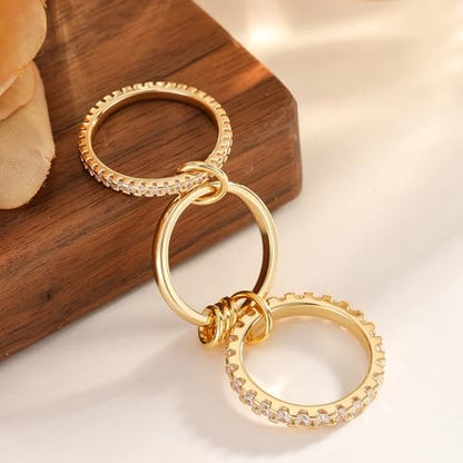 Gold Stackable Rings for Women Non Tarnish, Dainty Stackable 18k Gold Plated CZ Cubic Zirconia Rings, Gold Knuckle Women Rings Set - color: G, size: 5
