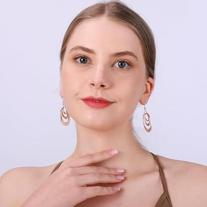 3 Circles Silver Hoop Earrings Necklace Set for Women Geometric Jewelry Set | 925 Silver Hypoallergenic Small Hoop Circle Geometry Textured Finish Minimalist Style Comfortable Wear - style: Gold and Silver Three Hoops