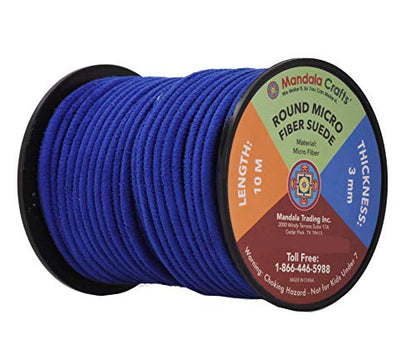 Mandala Crafts 3mm Round Blue Faux Suede Vegan Leather, Jewelry Making | 11 Yards Durable Leather Strings for Bracelets, Necklaces, Braiding, Dream Catchers, Chokers, Pendants & Lacing - color: Blue, size: Round 3mm 11 Yards