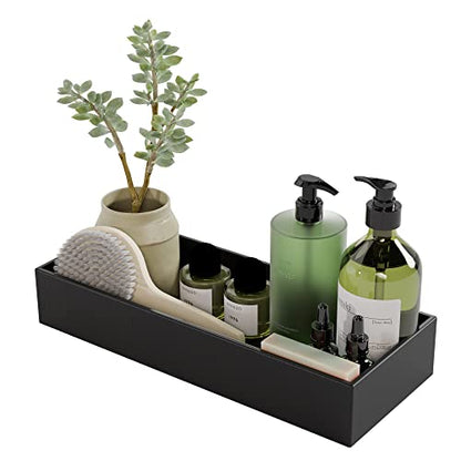 Black Bamboo Drawer Organizer - Silverware&Utensil Holder Organizer for Kitchen Drawers, Multi-Use Drawer Dividers Boxes for Bathroom Counter，Cabinet, Garage, Office Desk, Makeup, Jewelry (15"6"2.5") | Silverware Cutlery Utensil Tray, Multi-Use Drawer Div