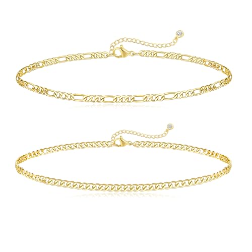 Gold Silver Ankle Bracelets for Women Waterproof 14K Gold Plated Anklets for Women Non Tarnish Dainty Layered Beaded Heart Anklet Set Summer Beach Foot Chain Jewelry Gifts Trendy Stuff - color: C- Waterproof Anklets- Gold