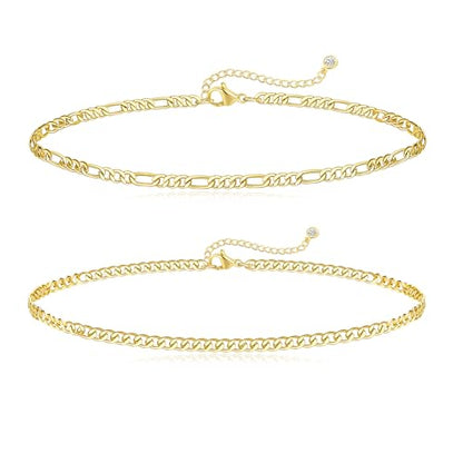 Gold Silver Ankle Bracelets for Women Waterproof 14K Gold Plated Anklets for Women Non Tarnish Dainty Layered Beaded Heart Anklet Set Summer Beach Foot Chain Jewelry Gifts Trendy Stuff - color: C- Waterproof Anklets- Gold