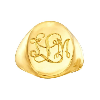 Personalized Classic Monogrammed Signet Initial Ring for Men 925 Silver/10K/14K/18K Gold Monogram Letters Statement Ring Birthday Christmas Gifts - color: Rose Gold