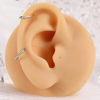 PEAKLINK Hinged Nose Hoop Ring Surgical Steel Conch Cartilage Helix Lobe Earring for Septum Lip Tragus Daith Rook Orbital Belly Nose Piercing Jewelry - color: Rose Gold with White Opal