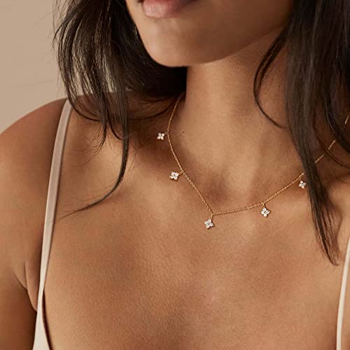 Tewiky Pendant Necklace for Women 14k Gold Plated Chain Choker Necklaces | Dainty Necklaces,Aesthetic Simple Necklace,Jewelry Gifts for Women - color: cross cz choker gold