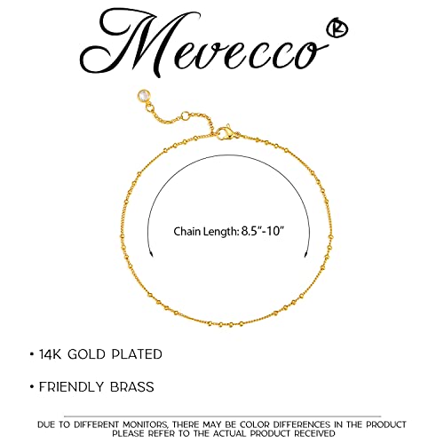 MEVECCO Anklet for Women Gold Chain 14K Gold Plated Dainty Boho Beach Summer Simple Foot Jewelry Ankle Bracelet - style: Satellite