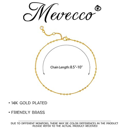 MEVECCO Anklet for Women Gold Chain 14K Gold Plated Dainty Boho Beach Summer Simple Foot Jewelry Ankle Bracelet - style: Satellite