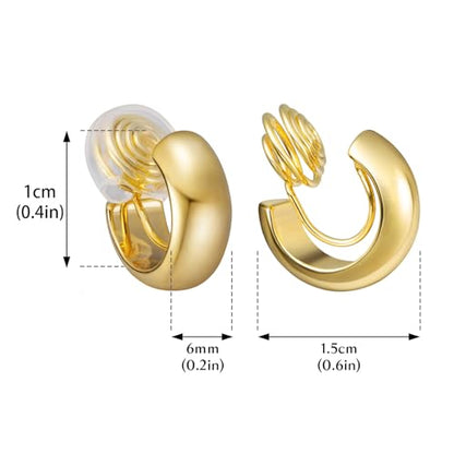 Clip On Hoop Chunky Minimalist Small Earrings For Women Teens Huggie Earrings Non-piercing Clip Earrings Birthday Gift