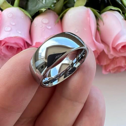 TUTISS 4mm 6mm 8mm 10mm Silver/Gold/White Tungsten Rings for Men Women Couple Fashion Jewelry Anniversary Engagement Wedding Bands Domed Polished I Love You Engraved Comfort Fit - color: 8mm Tungsten I Love You